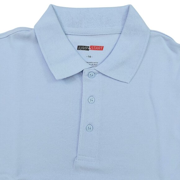 Jump Start Uniform Polo Shirt Youth 14 Baby Blue Cotton Blend Short Sleeve - Picture 2 of 9